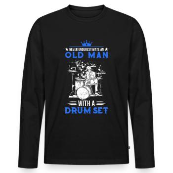 Batterie Old Man Batteur Batteur - T-shirt manches longues Premium bio Homme - noir - Devant - Nico (187cm)