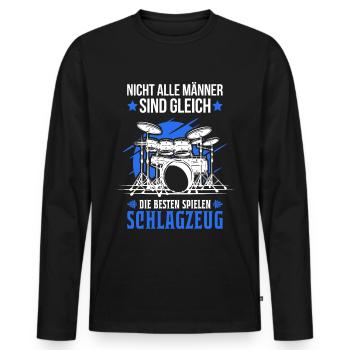 Schlagzeug Drummer Schlagzeuger - Männer Premium Bio Langarmshirt - Schwarz - Vorne - Nico (187cm)