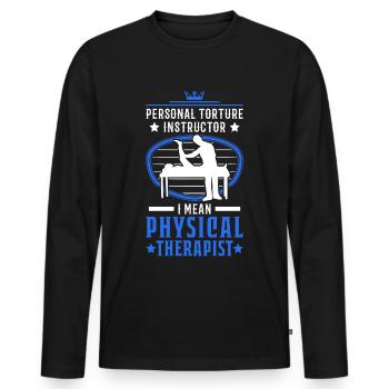 Personal Torture Instructor Physiotherapist Physio - Men's Premium Organic Long Sleeve Shirt - black - Front - Nico (187cm)