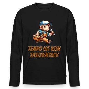 La vitesse n’est pas un mouchoir Artisan Ouvrier du bâtiment - T-shirt manches longues Premium bio Homme - noir - Devant - Nico (187cm)