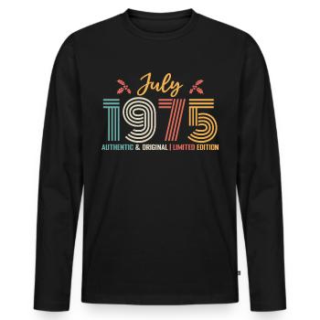 July 1975 Birthday July 1975 July - Men's Premium Organic Long Sleeve Shirt - black - Front - Nico (187cm)