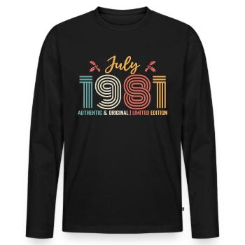 July 1981 Birthday July 1981 July - Men's Premium Organic Long Sleeve Shirt - black - Front - Nico (187cm)