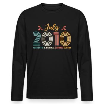 July 2010 birthday July 2010 July - Men's Premium Organic Long Sleeve Shirt - black - Front - Nico (187cm)
