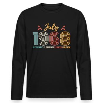 July 1968 Birthday July 1968 July - Men's Premium Organic Long Sleeve Shirt - black - Front - Nico (187cm)