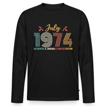 July 1974 Birthday July 1974 July - Men's Premium Organic Long Sleeve Shirt - black - Front - Nico (187cm)