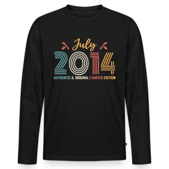 July 2014 birthday July 2014 July - Men's Premium Organic Long Sleeve Shirt - black - Front - Nico (187cm)