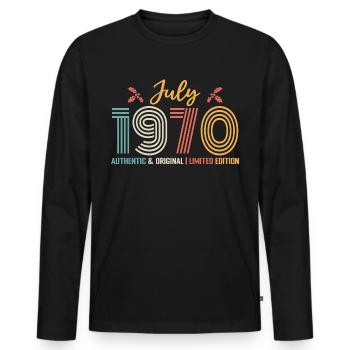 July 1970 Birthday July 1970 July - Men's Premium Organic Long Sleeve Shirt - black - Front - Nico (187cm)