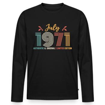July 1971 birthday July 1971 July - Men's Premium Organic Long Sleeve Shirt - black - Front - Nico (187cm)