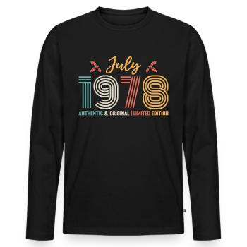 July 1978 Birthday July 1978 July - Men's Premium Organic Long Sleeve Shirt - black - Front - Nico (187cm)