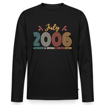 July 2006 Birthday July 2006 July - Men's Premium Organic Long Sleeve Shirt - black - Front - Nico (187cm)