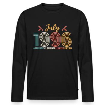 July 1996 Birthday July 1996 July - Men's Premium Organic Long Sleeve Shirt - black - Front - Nico (187cm)