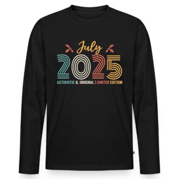 July 2025 Birthday July 2025 July - Men's Premium Organic Long Sleeve Shirt - black - Front - Nico (187cm)
