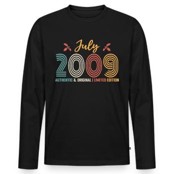 July 2009 birthday July 2009 July - Men's Premium Organic Long Sleeve Shirt - black - Front - Nico (187cm)