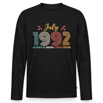 July 1992 birthday July 1992 July - Men's Premium Organic Long Sleeve Shirt - black - Front - Nico (187cm)