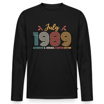 July 1989 Birthday July 1989 July - Men's Premium Organic Long Sleeve Shirt - black - Front - Nico (187cm)