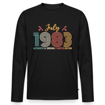 July 1983 birthday July 1983 July - Men's Premium Organic Long Sleeve Shirt - black - Front - Nico (187cm)