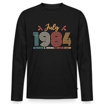 July 1984 Birthday July 1984 July - Men's Premium Organic Long Sleeve Shirt - black - Front - Nico (187cm)