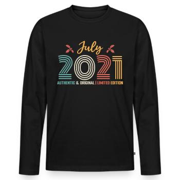 July 2021 Birthday July 2021 July - Men's Premium Organic Long Sleeve Shirt - black - Front - Nico (187cm)