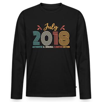July 2018 birthday July 2018 July - Men's Premium Organic Long Sleeve Shirt - black - Front - Nico (187cm)