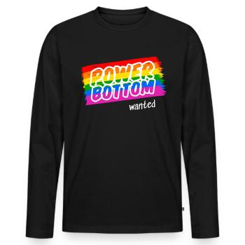 Horny Top wants a Power Bottom - Men's Premium Organic Long Sleeve Shirt - black - Front - Nico (187cm)
