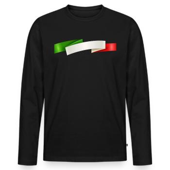 Band with Italy flag design - Men's Premium Organic Long Sleeve Shirt - black - Front - Nico (187cm)