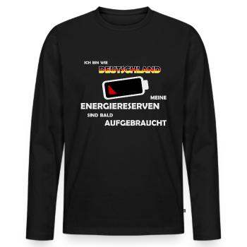 Wie Deutschland: Energiereserven aufgebraucht - Männer Premium Bio Langarmshirt - Schwarz - Vorne - Nico (187cm)