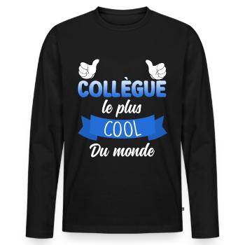 Collègue Homme Cadeau Sympa - T-shirt manches longues Premium bio Homme - noir - Devant - Nico (187cm)