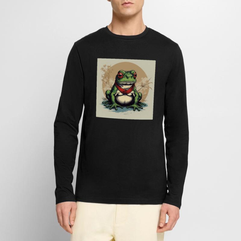 Delightfully Grumpy: Grumpy Japanese Frog Men's Premium Organic Long Sleeve Shirt