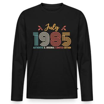 July 1985 Birthday July 1985 July - Men's Premium Organic Long Sleeve Shirt - black - Front - Nico (187cm)