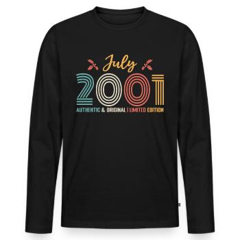 July 2001 birthday July 2001 July - Men's Premium Organic Long Sleeve Shirt - black - Front - Nico (187cm)