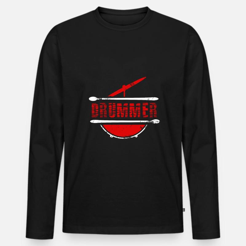 Trommel - Männer Premium Bio Langarmshirt - Schwarz