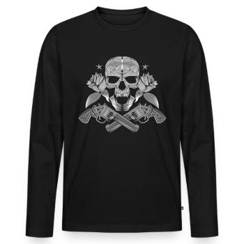 Skull - Männer Premium Bio Langarmshirt - Schwarz - Vorne - Nico (187cm)