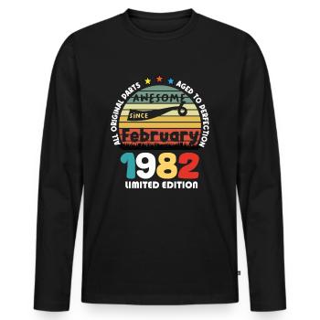 42 Jahre alt Baujahr 1982 Jahrgang Februar 1982 - Männer Premium Bio Langarmshirt - Schwarz - Vorne - Nico (187cm)