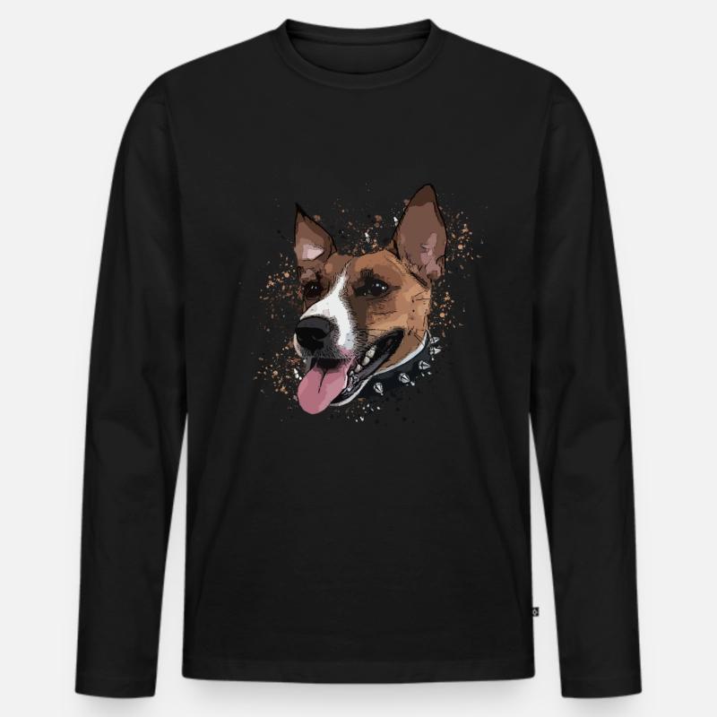 Jack Russel Terrier - Hund - Männer Premium Bio Langarmshirt - Schwarz