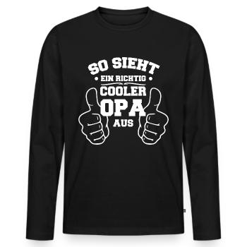 Cooler Opa Shirt - Cooler Großvater - Opa Geschenk - Männer Premium Bio Langarmshirt - Schwarz - Vorne - Nico (187cm)
