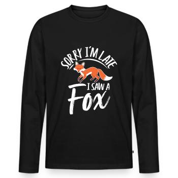 Désolé d’être en retard, j’ai vu un renard - T-shirt manches longues Premium bio Homme - noir - Devant - Nico (187cm)