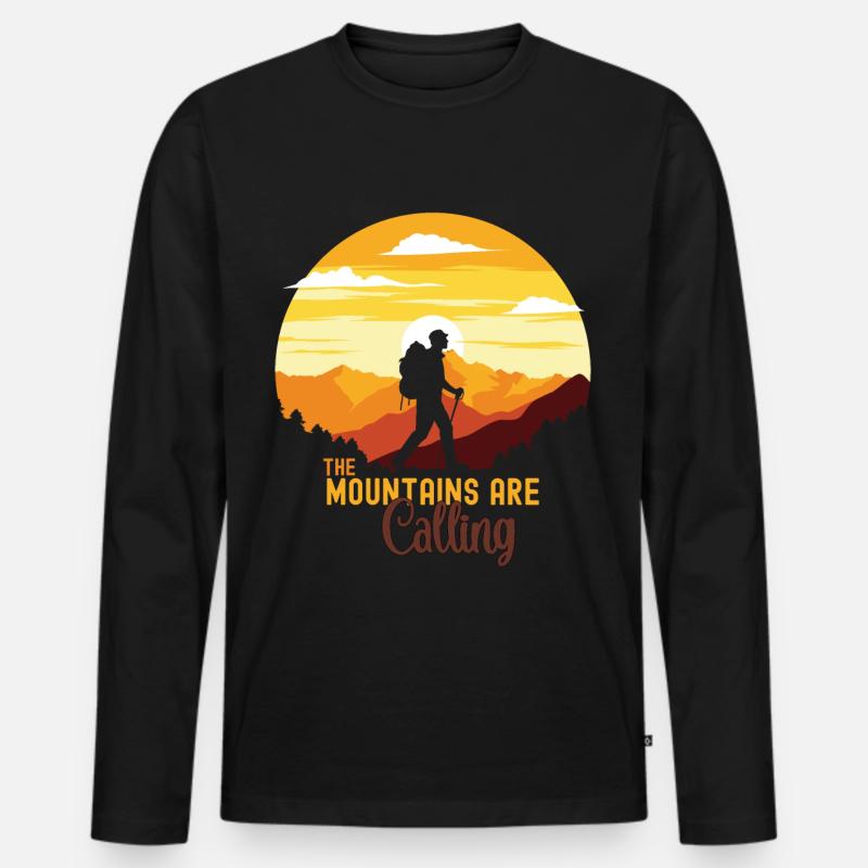 Die Berge rufen - Männer Premium Bio Langarmshirt - Schwarz