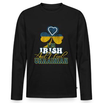 I'm Irish But I Feel Ukrainian - Men's Premium Organic Long Sleeve Shirt - black - Front - Nico (187cm)