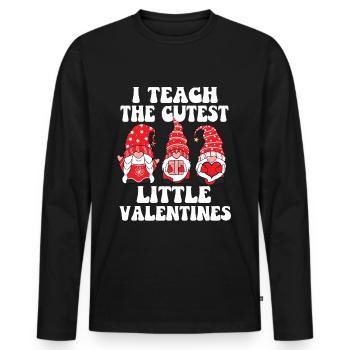 J’enseigne le petit gnome de Saint-Valentin le plus mignon - T-shirt manches longues Premium bio Homme - noir - Devant - Nico (187cm)