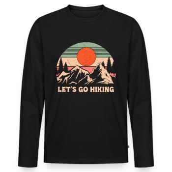 Let's Go Wandern Abenteuer Geschenk - Männer Premium Bio Langarmshirt - Schwarz - Vorne - Nico (187cm)