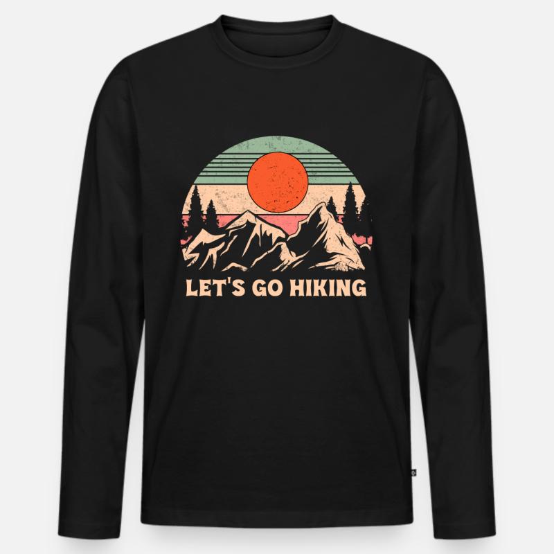 Let's Go Wandern Abenteuer Geschenk - Männer Premium Bio Langarmshirt - Schwarz