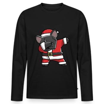 Dabbing French Bulldog Funny Santa Hat - Men's Premium Organic Long Sleeve Shirt - black - Front - Nico (187cm)