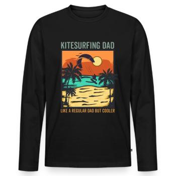 kitesurf papa comme un papa ordinaire mais plus cool - T-shirt manches longues Premium bio Homme - noir - Devant - Nico (187cm)
