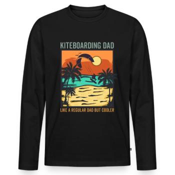 Kitesurf papa comme un papa ordinaire mais plus cool - T-shirt manches longues Premium bio Homme - noir - Devant - Nico (187cm)