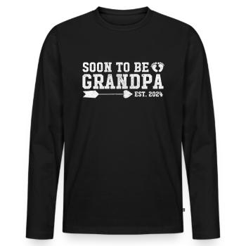 Bald Opa Est 2024 / Zum Opa befördert - Männer Premium Bio Langarmshirt - Schwarz - Vorne - Nico (187cm)