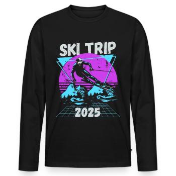 Ski Trip 2025 - Matching Family Snow Skiing - Men's Premium Organic Long Sleeve Shirt - black - Front - Nico (187cm)