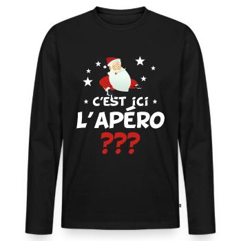 père noël - T-shirt manches longues Premium bio Homme - noir - Devant - Nico (187cm)