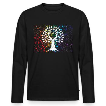 Arbre de vie avec des éclaboussures de peinture - T-shirt manches longues Premium bio Homme - noir - Devant - Nico (187cm)