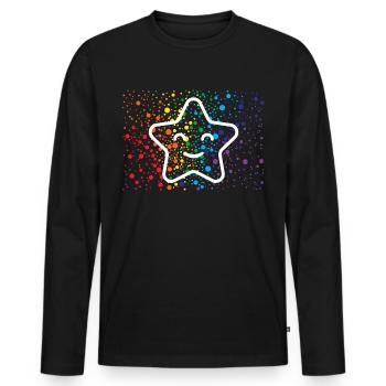 Étoile qui rit et éclaboussures de couleur - T-shirt manches longues Premium bio Homme - noir - Devant - Nico (187cm)