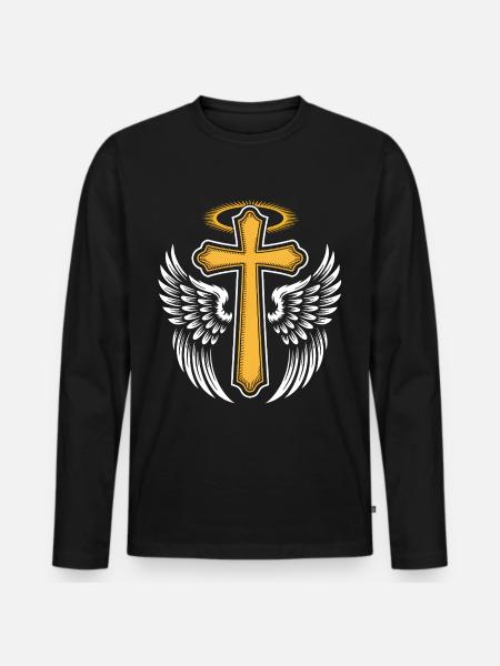 Christelijk Kruis Christendom Jezus God Religie - Mannen Premium Bio shirt met lange mouwen - zwart